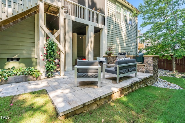 5116 Trembath Ln, Cary, NC 27519 - view of patio with an outdoor hangout area and area for grilling