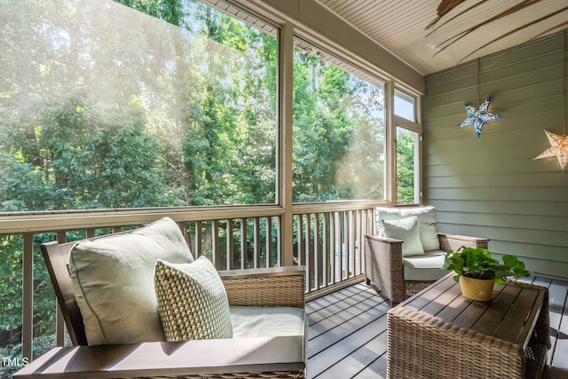 5116 Trembath Ln, Cary, NC 27519 - sunroom / solarium featuring a ceiling fan