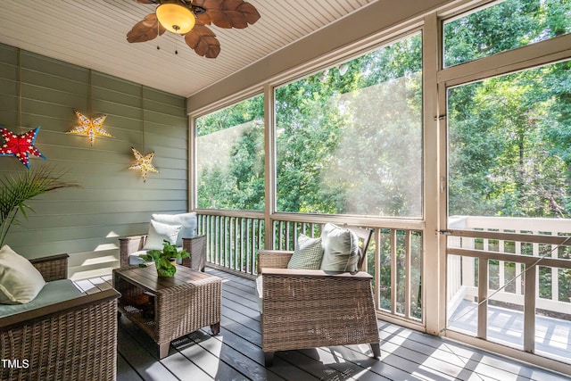5116 Trembath Ln, Cary, NC 27519 - sunroom / solarium featuring ceiling fan