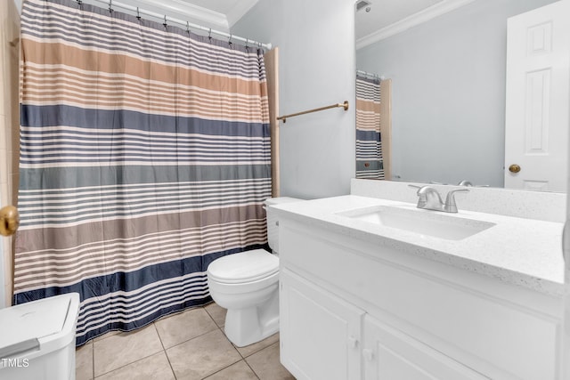 1200 Cambridge Rd NW, Wilson, NC 27896 - bathroom with crown molding, vanity, tile patterned flooring, and curtained shower