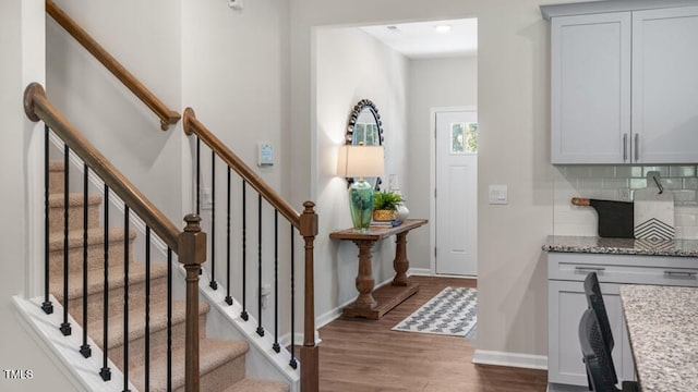 201 Ethel Ln, Angier, NC 27501 - foyer entrance with wood finished floors and stairs