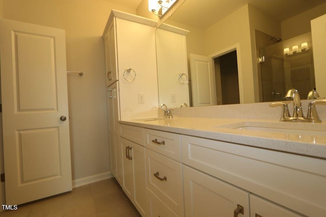 2721 Hunter Woods Dr # 565, Apex, NC 27502 - full bathroom with double vanity, tile patterned floors, and a shower