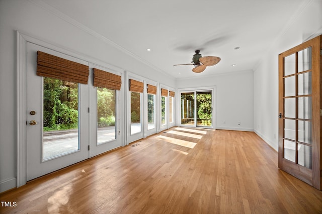 3604 Eden Croft Dr, Raleigh, NC 27612 - unfurnished room with light wood-type flooring, a ceiling fan, and crown molding