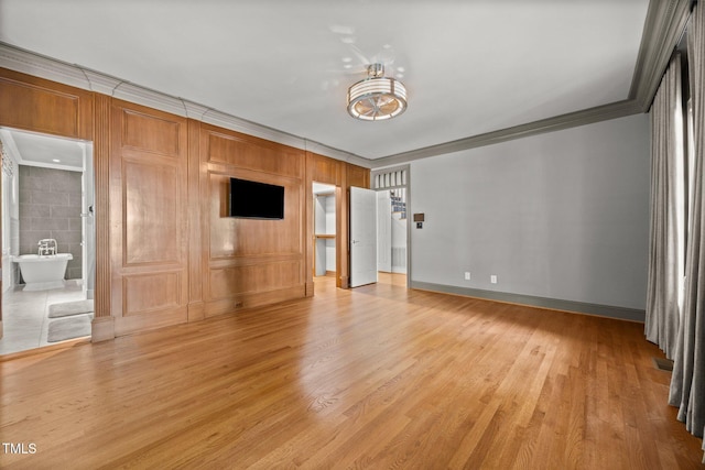 3604 Eden Croft Dr, Raleigh, NC 27612 - unfurnished living room featuring crown molding and light wood finished floors