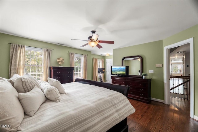 102 Barometer Ln, Cary, NC 27513 - bedroom with dark wood finished floors and a ceiling fan