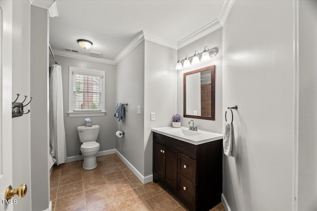 102 Barometer Ln, Cary, NC 27513 - bathroom featuring crown molding, vanity, and curtained shower