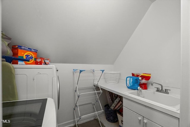 102 Barometer Ln, Cary, NC 27513 - washroom with a sink and washing machine and clothes dryer
