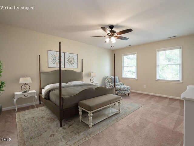 4032 Brook Cross Dr, Apex, NC 27539 - bedroom with carpet and a ceiling fan
