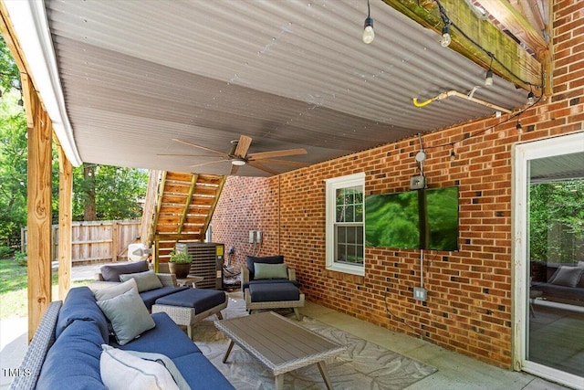 1920 Quail Ridge Rd, Raleigh, NC 27609 - view of patio / terrace with stairway, outdoor lounge area, and a ceiling fan