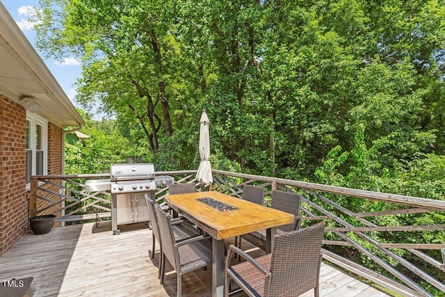 1920 Quail Ridge Rd, Raleigh, NC 27609 - wooden deck with outdoor dining space and a grill