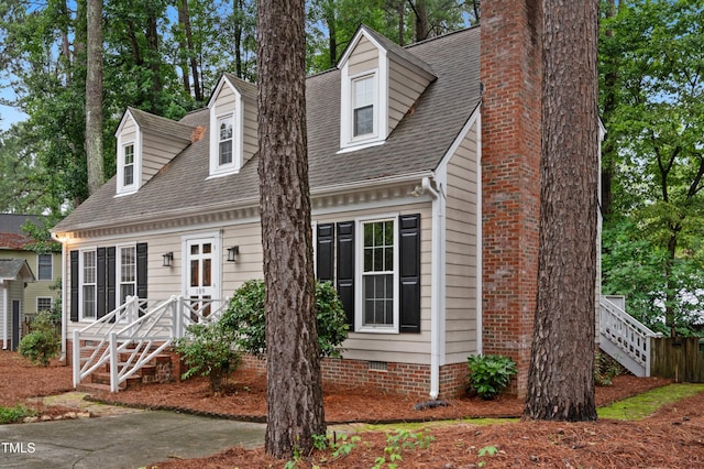 109 Grey Fox Ct, Cary, NC 27511 - cape cod home with a chimney, a shingled roof, and crawl space