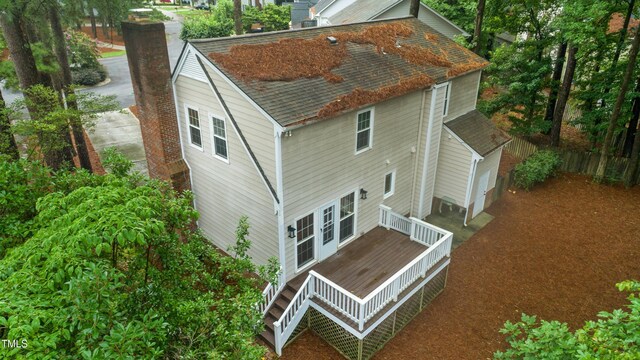 109 Grey Fox Ct, Cary, NC 27511 - back of property with roof with shingles and stairs