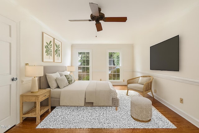 109 Grey Fox Ct, Cary, NC 27511 - bedroom with wood finished floors and a ceiling fan
