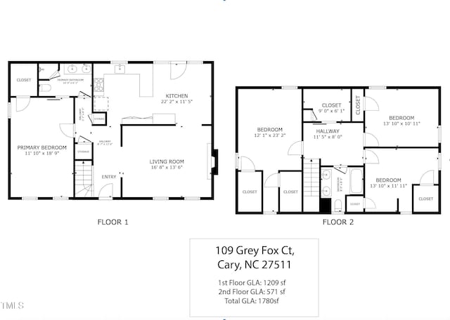 109 Grey Fox Ct, Cary, NC 27511 - view of property floor plan
