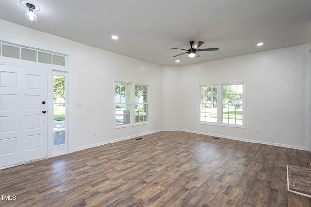 112 N Sellers St, Selma, NC 27576 - foyer featuring healthy amount of natural light, dark wood finished floors, ceiling fan, and recessed lighting