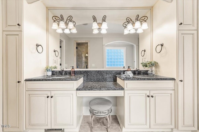 3728 Westbury Lake Dr, Raleigh, NC 27603 - bathroom featuring vanity, tiled shower, and tile patterned floors