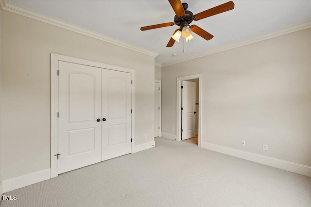 3728 Westbury Lake Dr, Raleigh, NC 27603 - unfurnished bedroom with carpet floors, ornamental molding, a closet, and ceiling fan