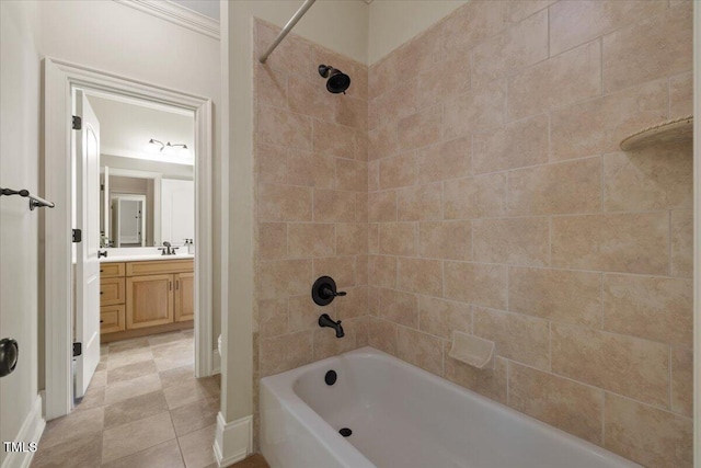 3728 Westbury Lake Dr, Raleigh, NC 27603 - bathroom with vanity, bathtub / shower combination, and tile patterned floors