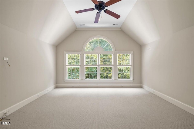 3728 Westbury Lake Dr, Raleigh, NC 27603 - additional living space featuring plenty of natural light, carpet floors, vaulted ceiling, and ceiling fan