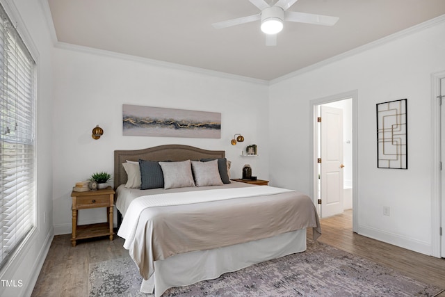837 Varina Ln, Fuquay Varina, NC 27526 - bedroom featuring wood finished floors, ornamental molding, and a ceiling fan