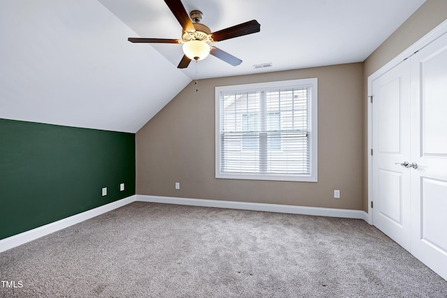 837 Varina Ln, Fuquay Varina, NC 27526 - bonus room featuring a ceiling fan, carpet flooring, and vaulted ceiling