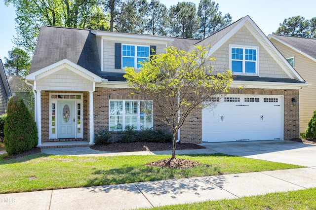 837 Varina Ln, Fuquay Varina, NC 27526 - view of front of home with brick siding, concrete driveway, roof with shingles, and a front yard