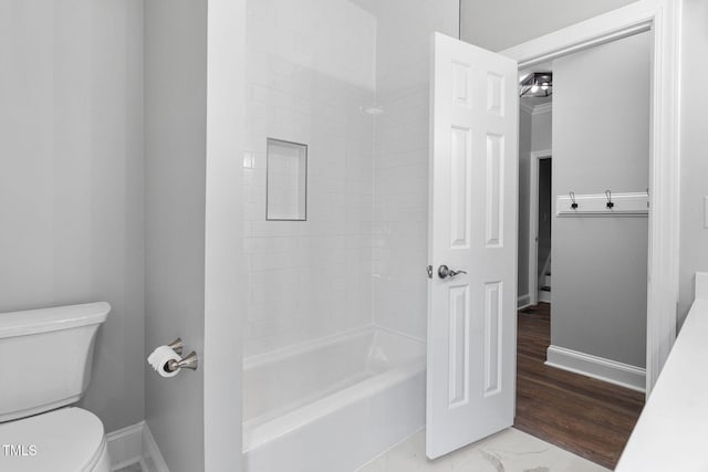 13004 Hanford Ct, Raleigh, NC 27614 - full bathroom featuring shower / bathtub combination and marble finish flooring