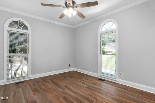 13004 Hanford Ct, Raleigh, NC 27614 - unfurnished room featuring wood finished floors, ornamental molding, and a ceiling fan