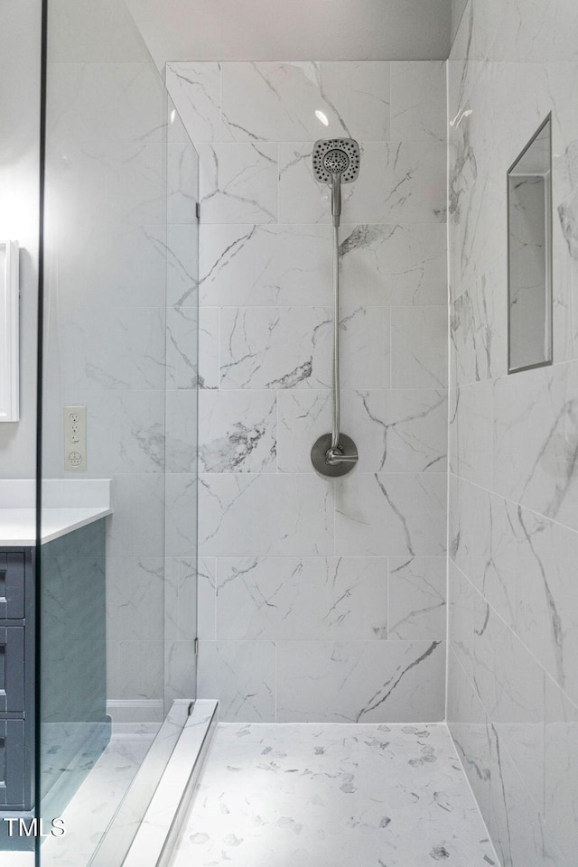 13004 Hanford Ct, Raleigh, NC 27614 - bathroom with a marble finish shower and vanity
