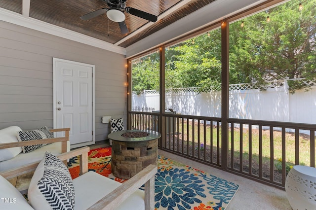 1831 Grandmaster Way, Wake Forest, NC 27587 - sunroom featuring ceiling fan