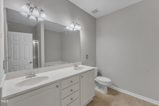 3634 Olympia Dr, Raleigh, NC 27603 - bathroom featuring double vanity and a shower with shower door