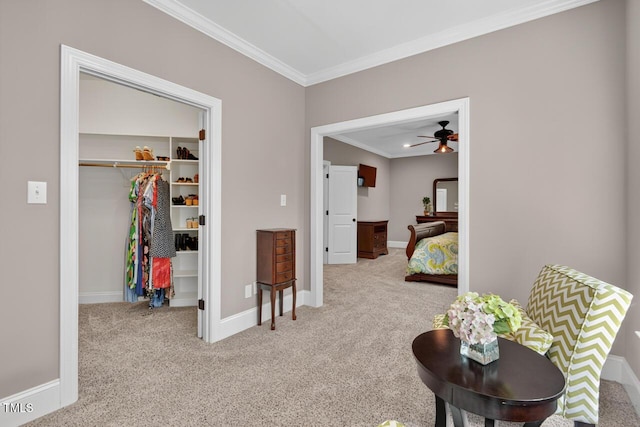 3748 Knollcreek Dr, Apex, NC 27539 - corridor featuring carpet and crown molding