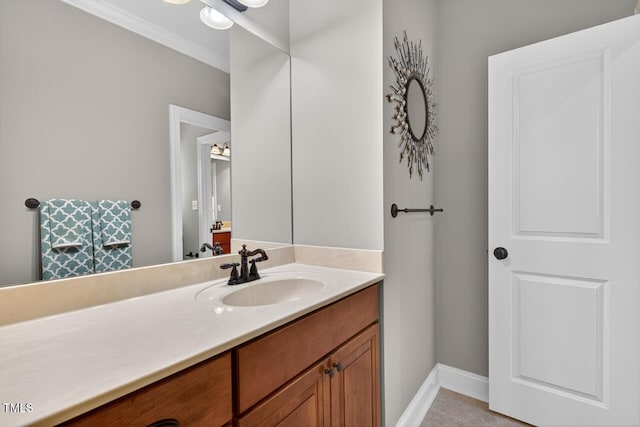 3748 Knollcreek Dr, Apex, NC 27539 - bathroom featuring vanity, crown molding, and tile patterned flooring