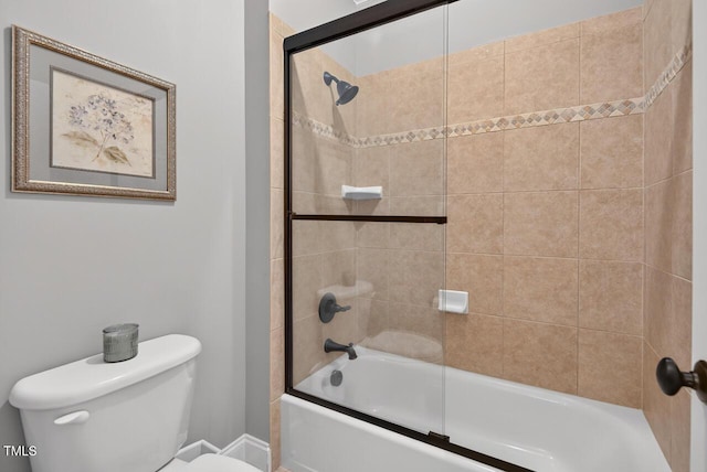 3748 Knollcreek Dr, Apex, NC 27539 - bathroom featuring toilet and bath / shower combo with glass door