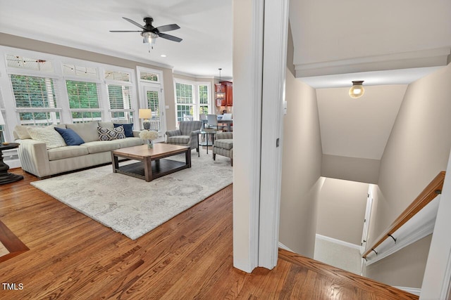 3748 Knollcreek Dr, Apex, NC 27539 - living area featuring a ceiling fan and wood finished floors