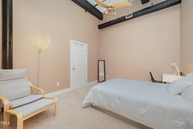 1535 Caraleigh Mills Ct Unit 142, Raleigh, NC 27603 - bedroom featuring carpet floors, a towering ceiling, and a ceiling fan