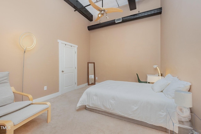 1535 Caraleigh Mills Ct Unit 142, Raleigh, NC 27603 - carpeted bedroom with a towering ceiling and a ceiling fan