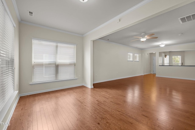 1704 Horne Creek Dr, Durham, NC 27703 - empty room with ceiling fan, hardwood / wood-style flooring, and ornamental molding