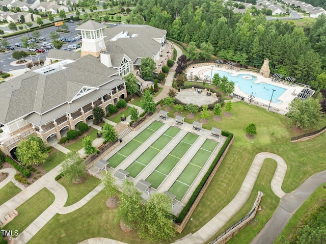 1704 Horne Creek Dr, Durham, NC 27703 - aerial view of a pool area