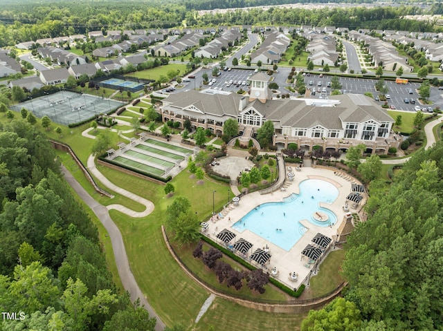 1704 Horne Creek Dr, Durham, NC 27703 - bird's eye view of a pool