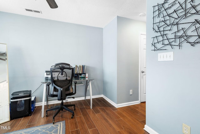 117 Gladstone Dr, Durham, NC 27703 - home office featuring wood finished floors and ceiling fan