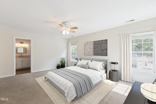 328 Palmdale Ct, Holly Springs, NC 27540 - bedroom featuring carpet, ceiling fan, and ensuite bathroom