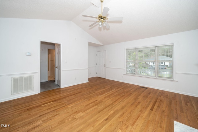 413 S Fayetteville St, Clayton, NC 27520 - empty room with a ceiling fan, light wood-type flooring, and high vaulted ceiling