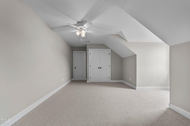 2379 Heartland Rd, Battleboro, NC 27809 - additional living space featuring light carpet, lofted ceiling, and a ceiling fan