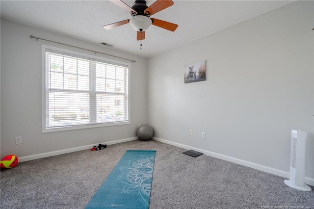 3314 Harbour Pointe Pl Unit 8, Fayetteville, NC 28314 - workout room featuring carpet flooring and a ceiling fan
