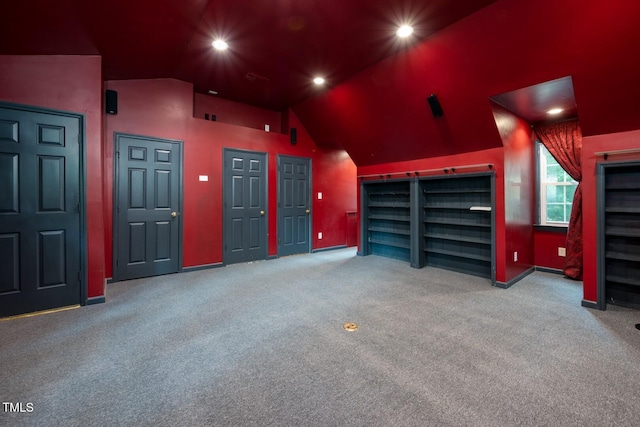 5020 Celbridge Pl, Raleigh, NC 27613 - home theater room with lofted ceiling and carpet
