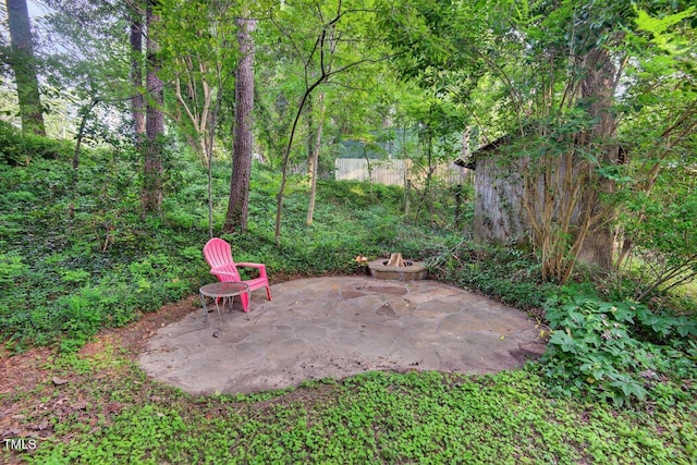 3215 Oxford Dr, Durham, NC 27707 - view of patio / terrace featuring an outdoor fire pit