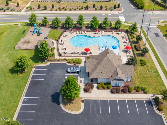 2712 Lake Waccamaw Trl, Apex, NC 27502 - aerial view of a pool area