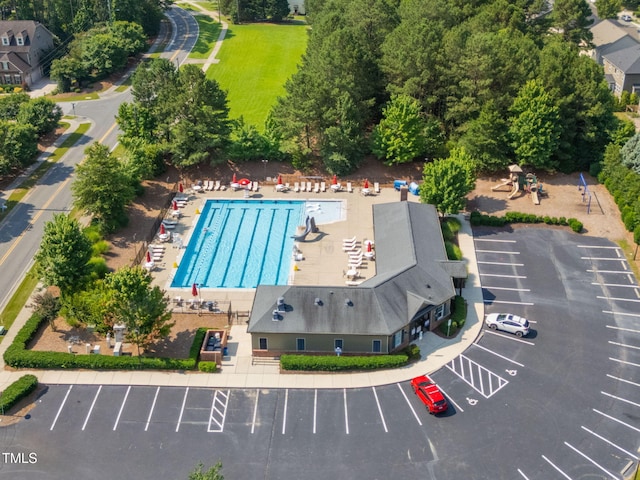2712 Lake Waccamaw Trl, Apex, NC 27502 - aerial view of a pool area