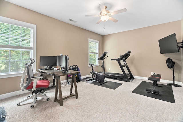 2712 Lake Waccamaw Trl, Apex, NC 27502 - office with a ceiling fan and carpet